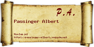 Passinger Albert névjegykártya